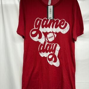 Red and white graphic tee game day